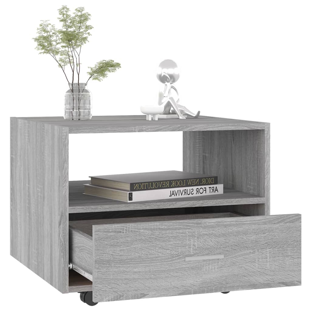 Salontafel 55x55x40 cm bewerkt hout grijs sonoma eikenkleurig is nu te koop bij PeponiXL, paradijselijk wonen!