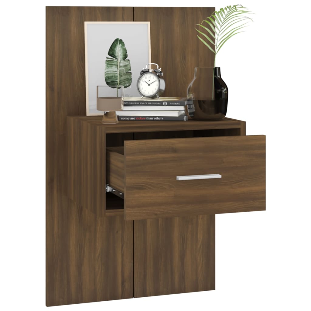 Nachtkastjes 2 st wandgemonteerd bruin eikenkleur is nu te koop bij PeponiXL, paradijselijk wonen!