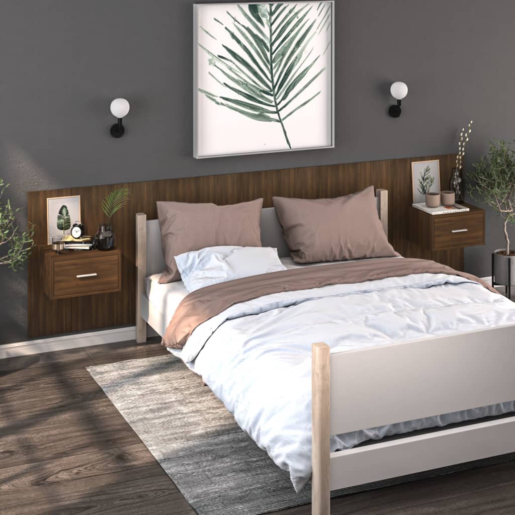 Nachtkastjes 2 st wandgemonteerd bruin eikenkleur is nu te koop bij PeponiXL, paradijselijk wonen!