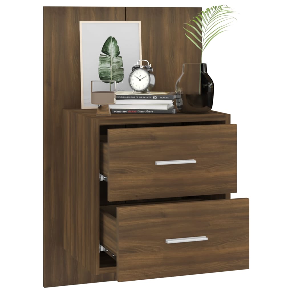 Nachtkastjes 2 st wandgemonteerd bruin eikenkleur is nu te koop bij PeponiXL, paradijselijk wonen!