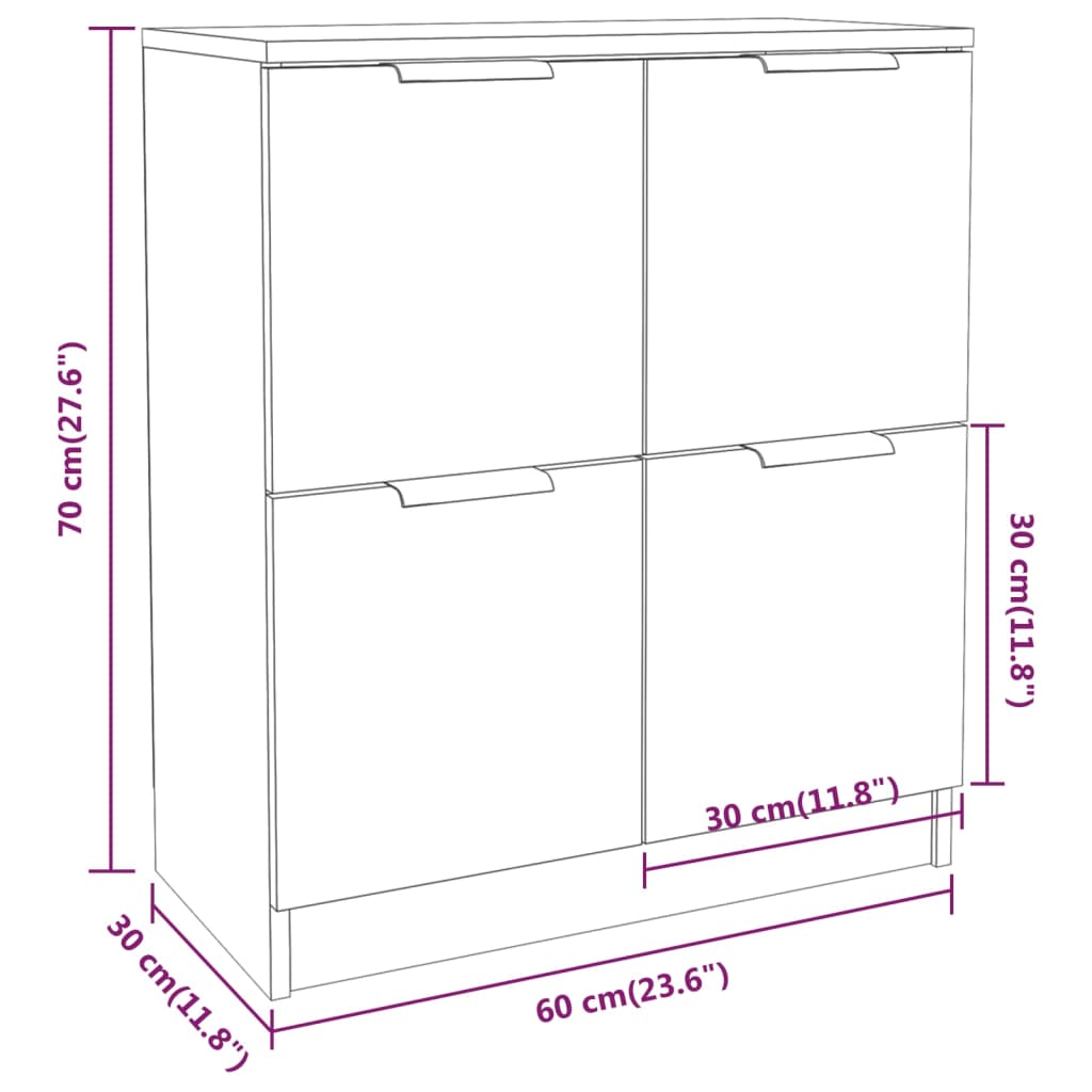 Dressoir 60x30x70 cm bewerkt hout grijs sonoma eiken is nu te koop bij PeponiXL, paradijselijk wonen!