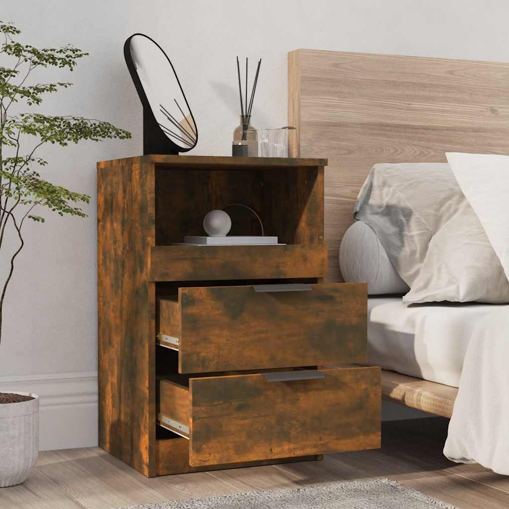 Nachtkastjes 2 st bewerkt hout gerookt eikenkleurig is nu te koop bij PeponiXL, paradijselijk wonen!
