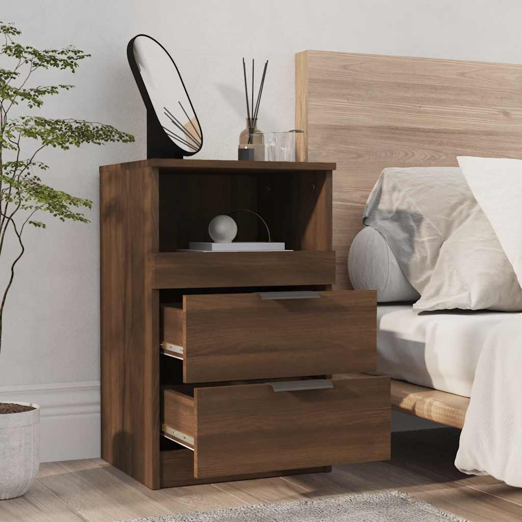 Nachtkastjes 2 st bewerkt hout bruin eikenkleur is nu te koop bij PeponiXL, paradijselijk wonen!