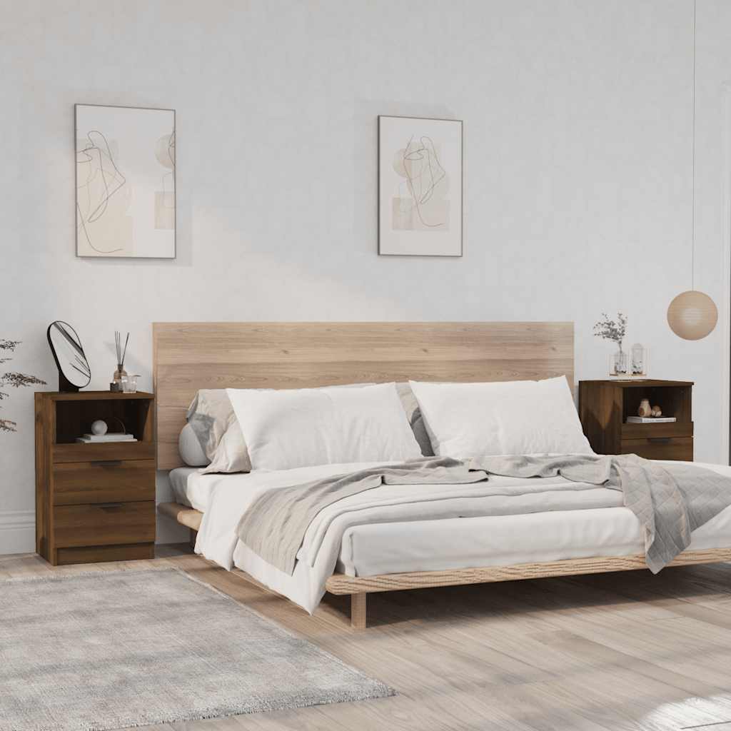 Nachtkastjes 2 st bewerkt hout bruin eikenkleur is nu te koop bij PeponiXL, paradijselijk wonen!