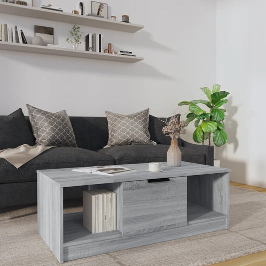 Salontafel 102x50x36 cm bewerkt hout grijs sonoma eikenkleurig is nu te koop bij PeponiXL, paradijselijk wonen!