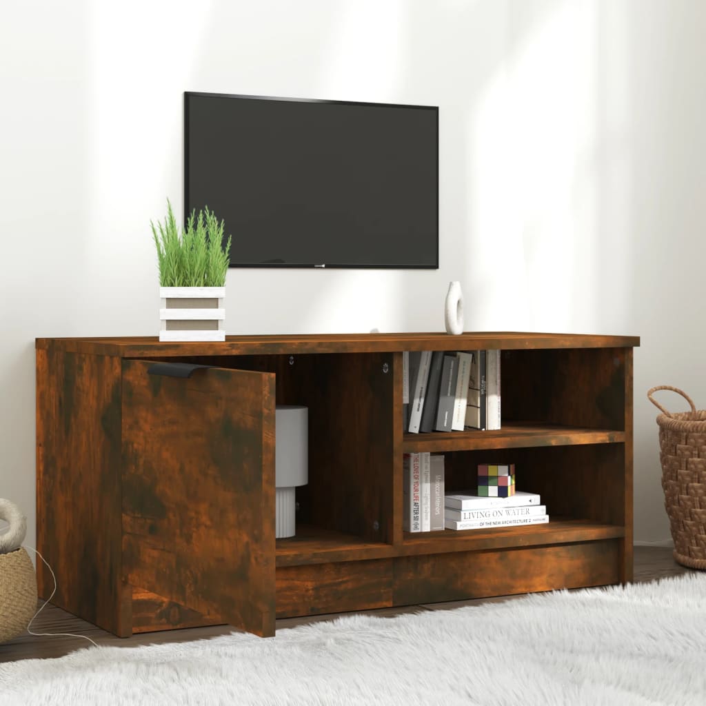 Tv-meubel 80x35x36,5 cm bewerkt hout gerookt eikenkleurig is nu te koop bij PeponiXL, paradijselijk wonen!