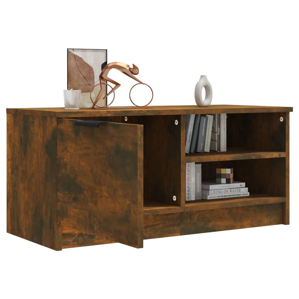 Tv-meubel 80x35x36,5 cm bewerkt hout gerookt eikenkleurig is nu te koop bij PeponiXL, paradijselijk wonen!