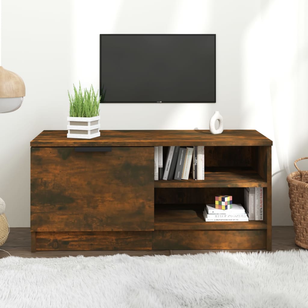 Tv-meubel 80x35x36,5 cm bewerkt hout gerookt eikenkleurig is nu te koop bij PeponiXL, paradijselijk wonen!