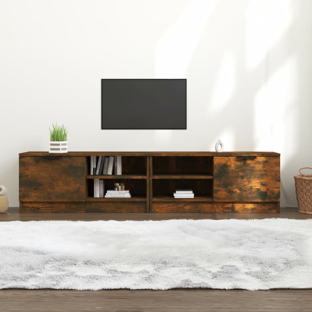 Tv-meubelen 2 st 80x35x36,5cm bewerkt hout gerookt eikenkleurig is nu te koop bij PeponiXL, paradijselijk wonen!