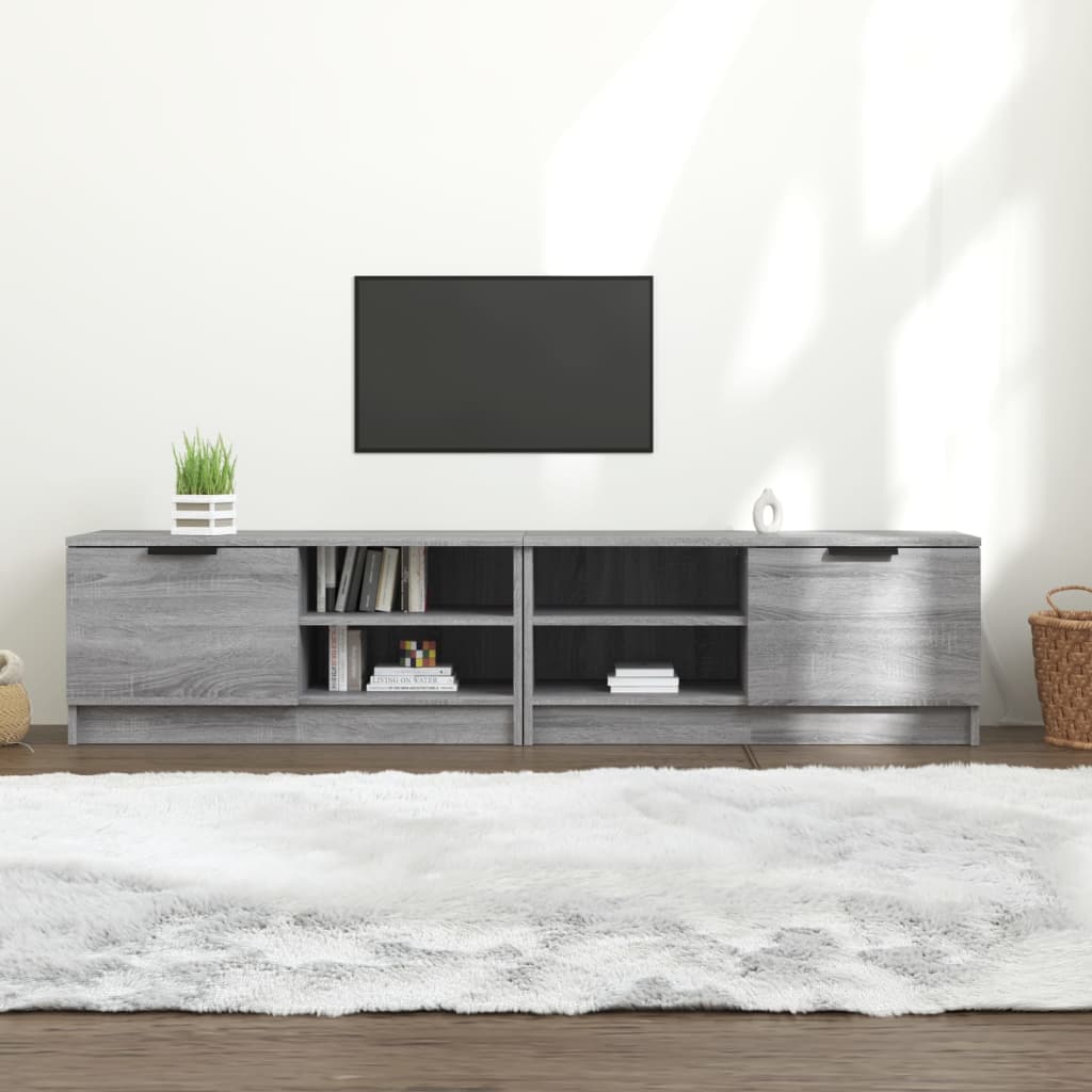 Tv-meubelen 2 st 80x35x36,5 cm bewerkt hout grijs sonoma eiken is nu te koop bij PeponiXL, paradijselijk wonen!