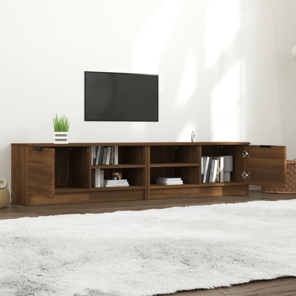 Tv-meubelen 2 st 80x35x36,5 cm bewerkt hout bruin eikenkleur is nu te koop bij PeponiXL, paradijselijk wonen!