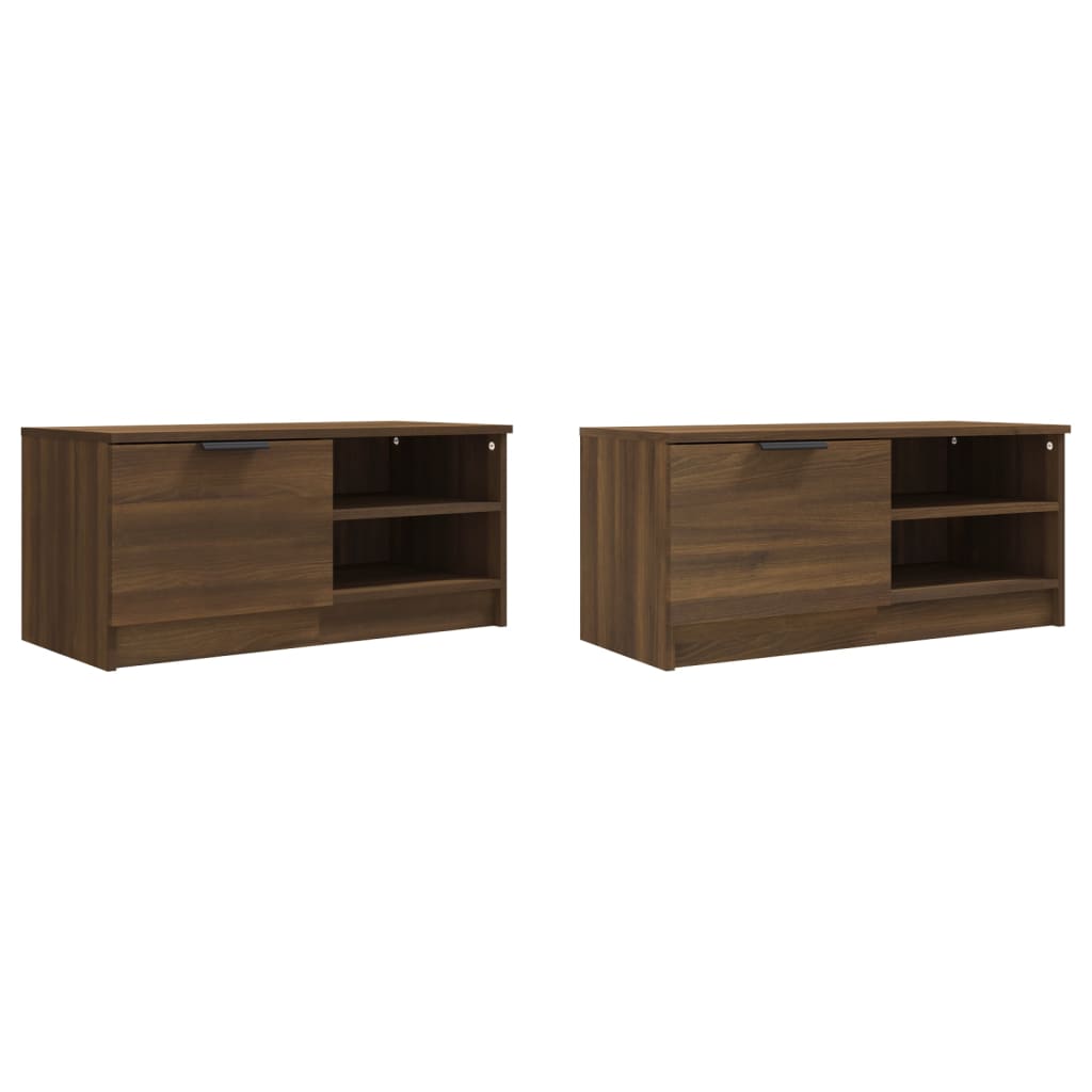Tv-meubelen 2 st 80x35x36,5 cm bewerkt hout bruin eikenkleur is nu te koop bij PeponiXL, paradijselijk wonen!
