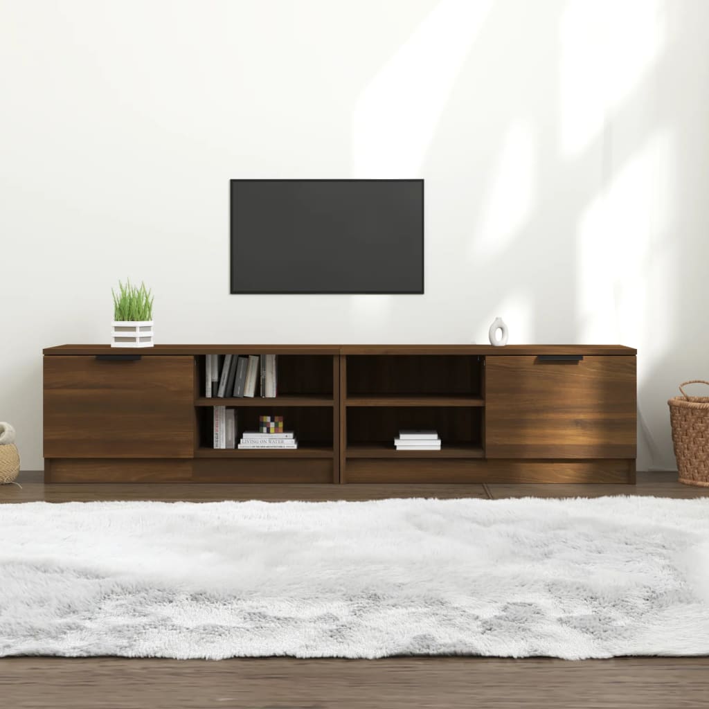 Tv-meubelen 2 st 80x35x36,5 cm bewerkt hout bruin eikenkleur is nu te koop bij PeponiXL, paradijselijk wonen!