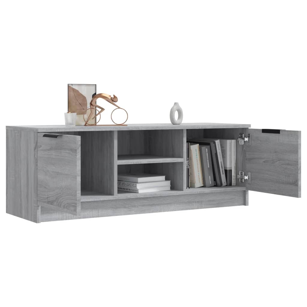 Tv-meubel 102x35x36,5 cm bewerkt hout grijs sonoma eikenkleurig is nu te koop bij PeponiXL, paradijselijk wonen!