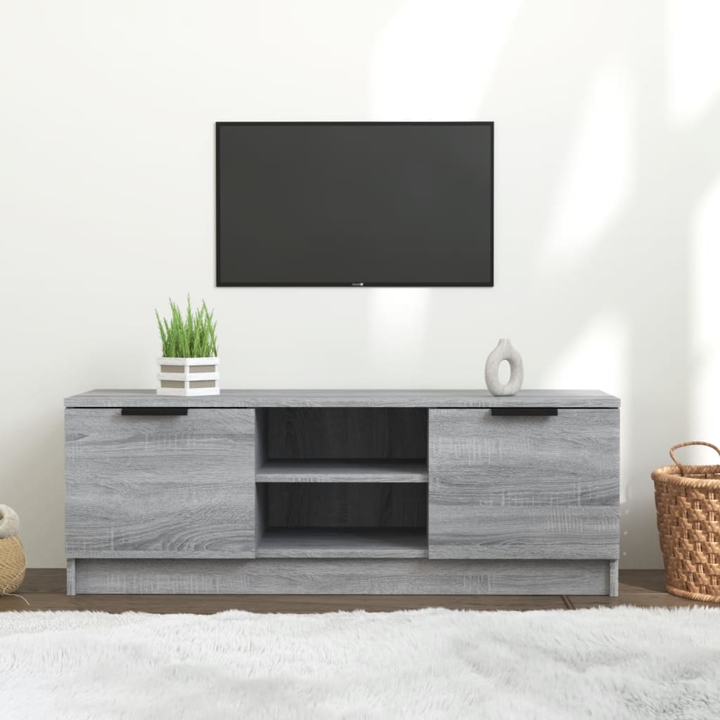 Tv-meubel 102x35x36,5 cm bewerkt hout grijs sonoma eikenkleurig is nu te koop bij PeponiXL, paradijselijk wonen!