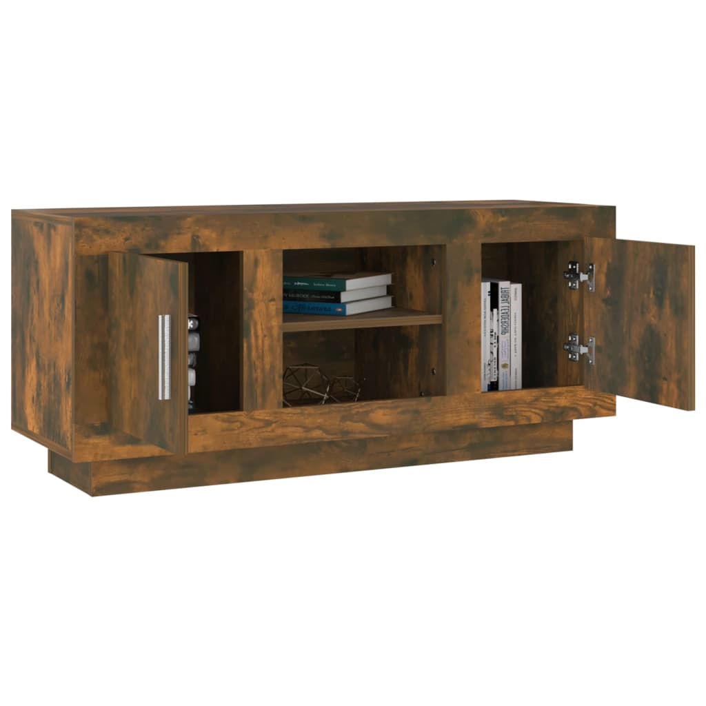 Tv-meubel 102x35x45 cm bewerkt hout gerookt eikenkleurig is nu te koop bij PeponiXL, paradijselijk wonen!