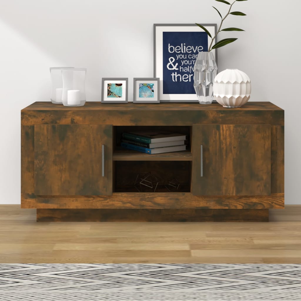 Tv-meubel 102x35x45 cm bewerkt hout gerookt eikenkleurig is nu te koop bij PeponiXL, paradijselijk wonen!
