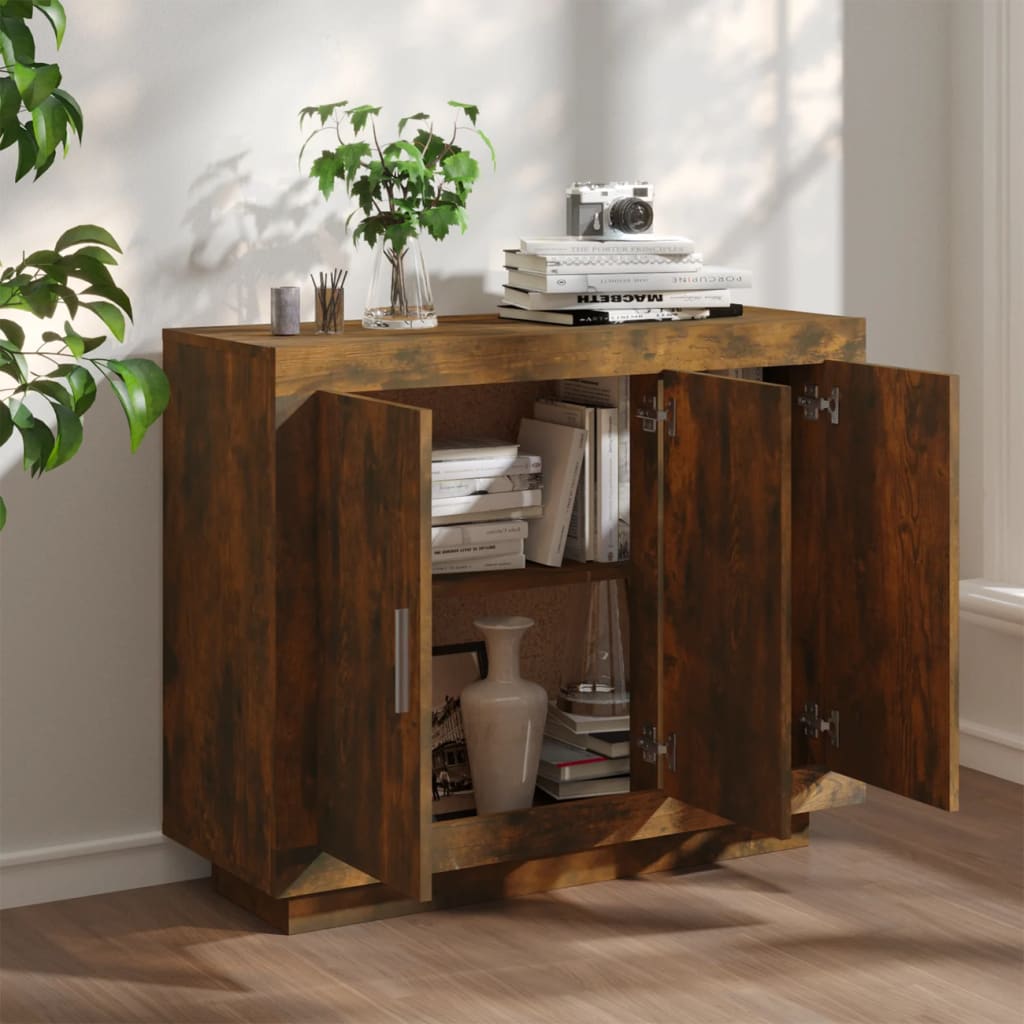 Dressoir 92x35x75 cm bewerkt hout gerookt eikenkleurig is nu te koop bij PeponiXL, paradijselijk wonen!