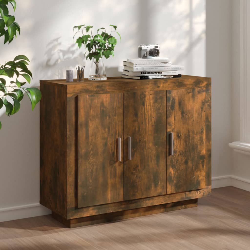 Dressoir 92x35x75 cm bewerkt hout gerookt eikenkleurig is nu te koop bij PeponiXL, paradijselijk wonen!