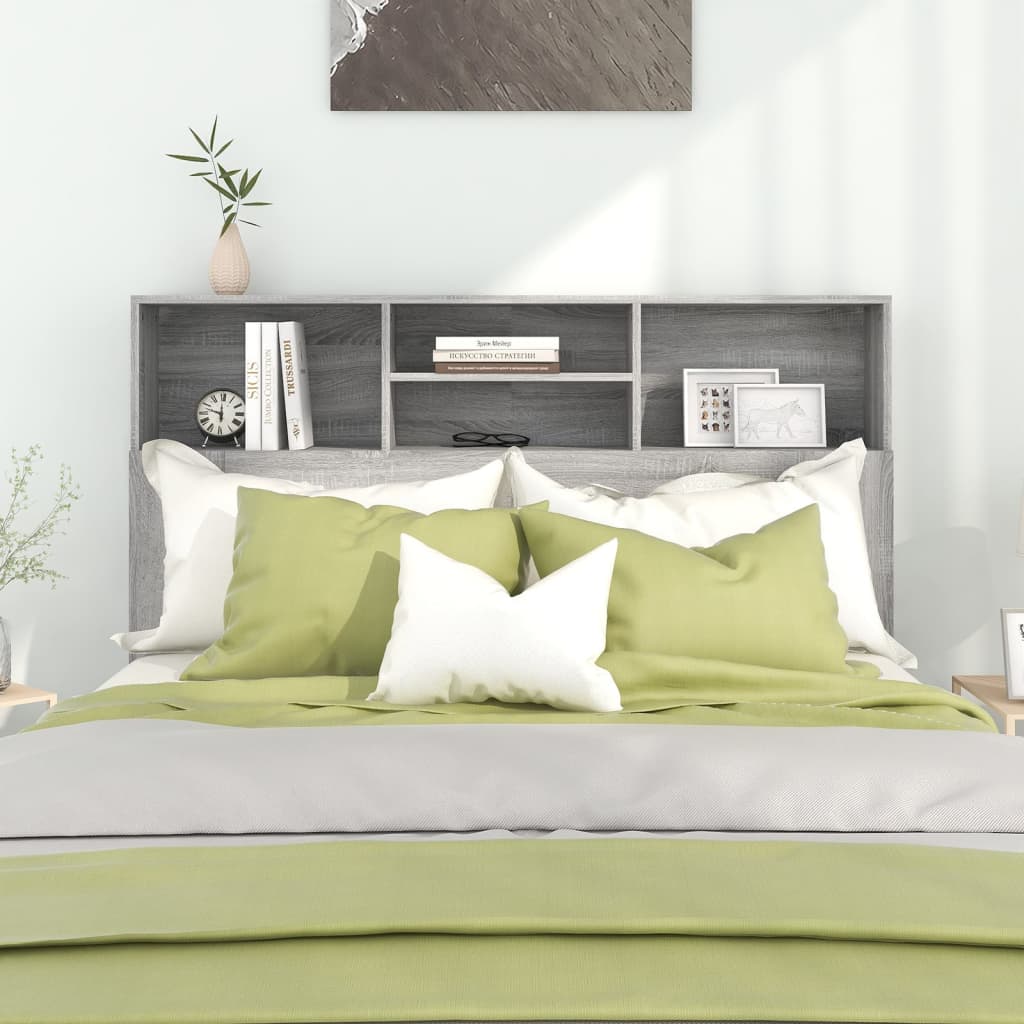 Hoofdbordkast 140x19x103,5 cm grijs sonoma eikenkleurig is nu te koop bij PeponiXL, paradijselijk wonen!