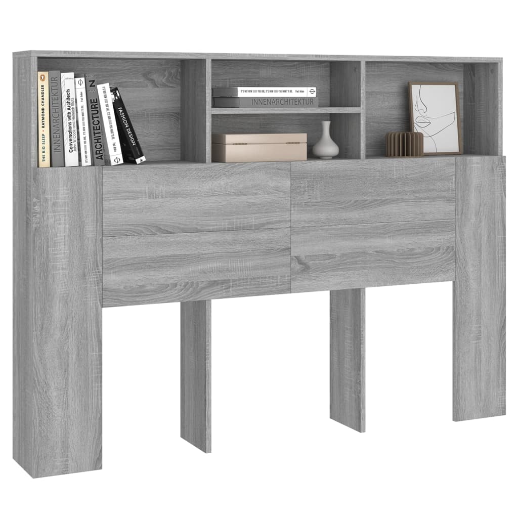 Hoofdbordkast 140x19x103,5 cm grijs sonoma eikenkleurig is nu te koop bij PeponiXL, paradijselijk wonen!
