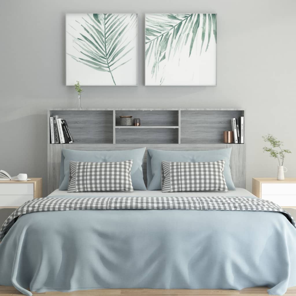 Hoofdbordkast 160x19x103,5 cm grijs sonoma eikenkleurig is nu te koop bij PeponiXL, paradijselijk wonen!