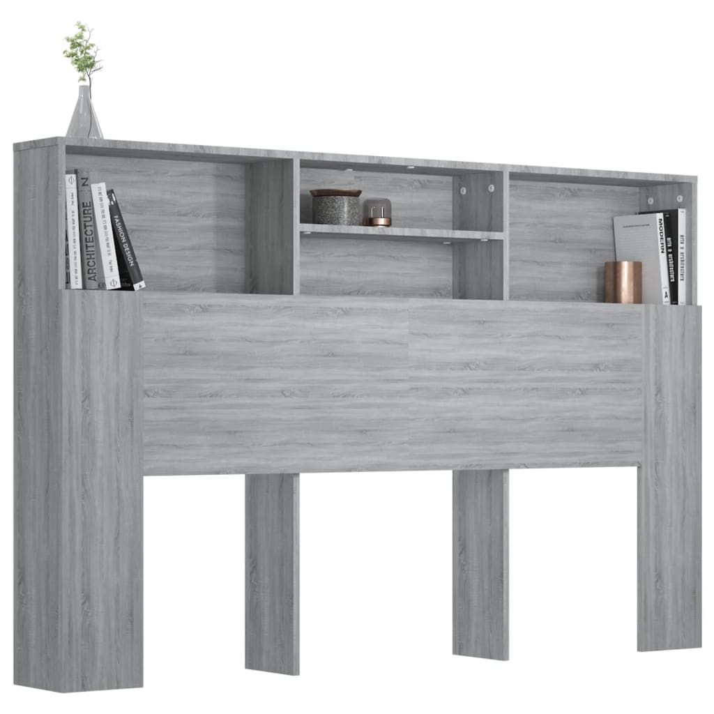 Hoofdbordkast 160x19x103,5 cm grijs sonoma eikenkleurig is nu te koop bij PeponiXL, paradijselijk wonen!