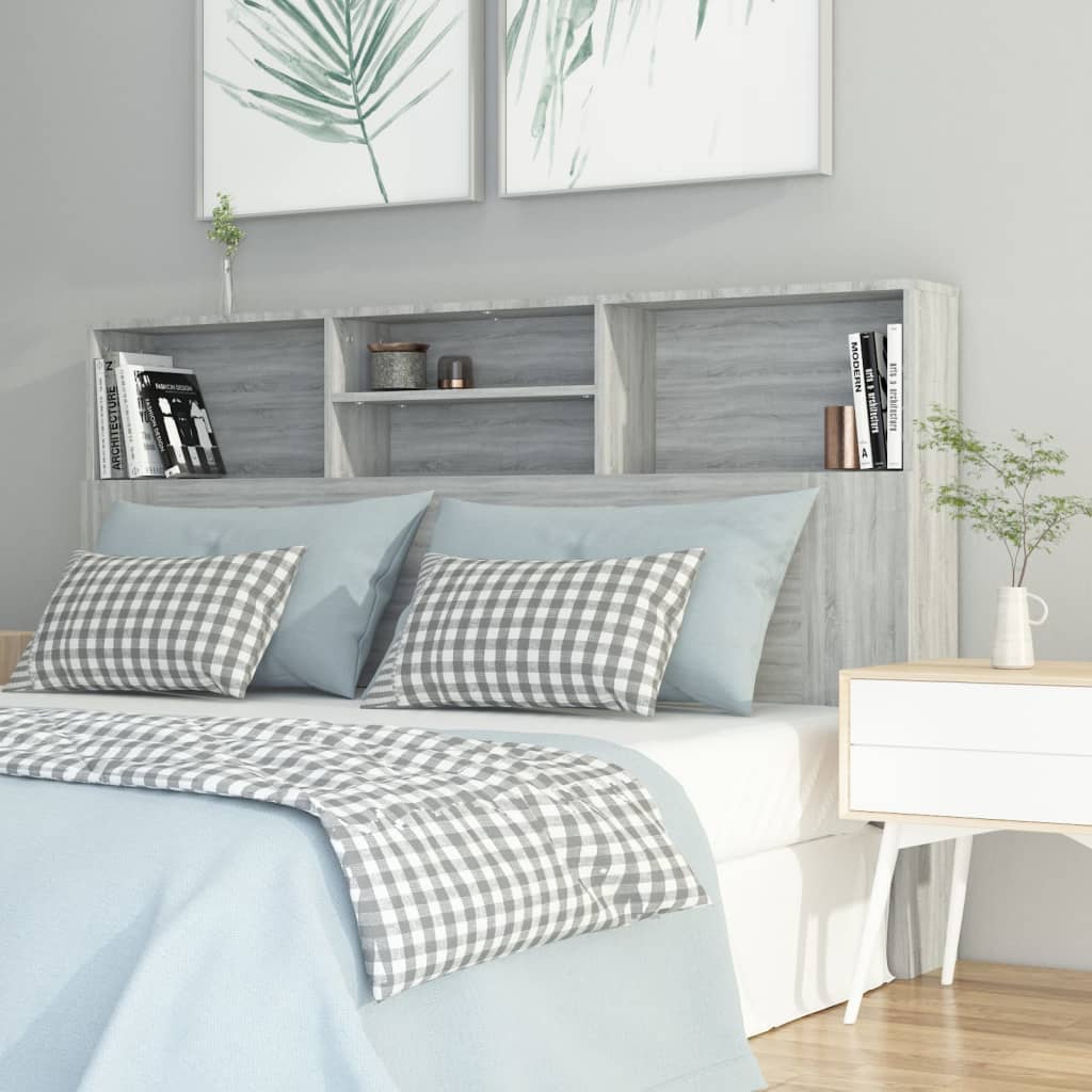 Hoofdbordkast 160x19x103,5 cm grijs sonoma eikenkleurig is nu te koop bij PeponiXL, paradijselijk wonen!
