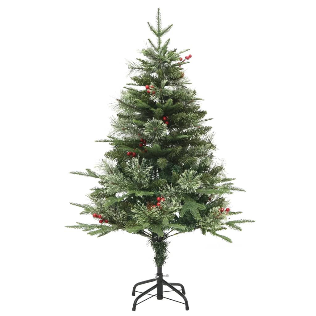 Kerstboom met LED en dennenappels 120 cm PVC en PE groen is nu te koop bij PeponiXL, paradijselijk wonen!