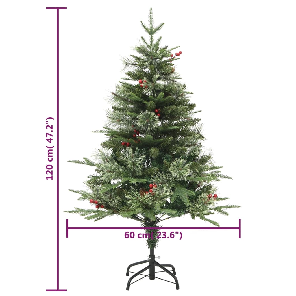 Kerstboom met LED en dennenappels 120 cm PVC en PE groen is nu te koop bij PeponiXL, paradijselijk wonen!