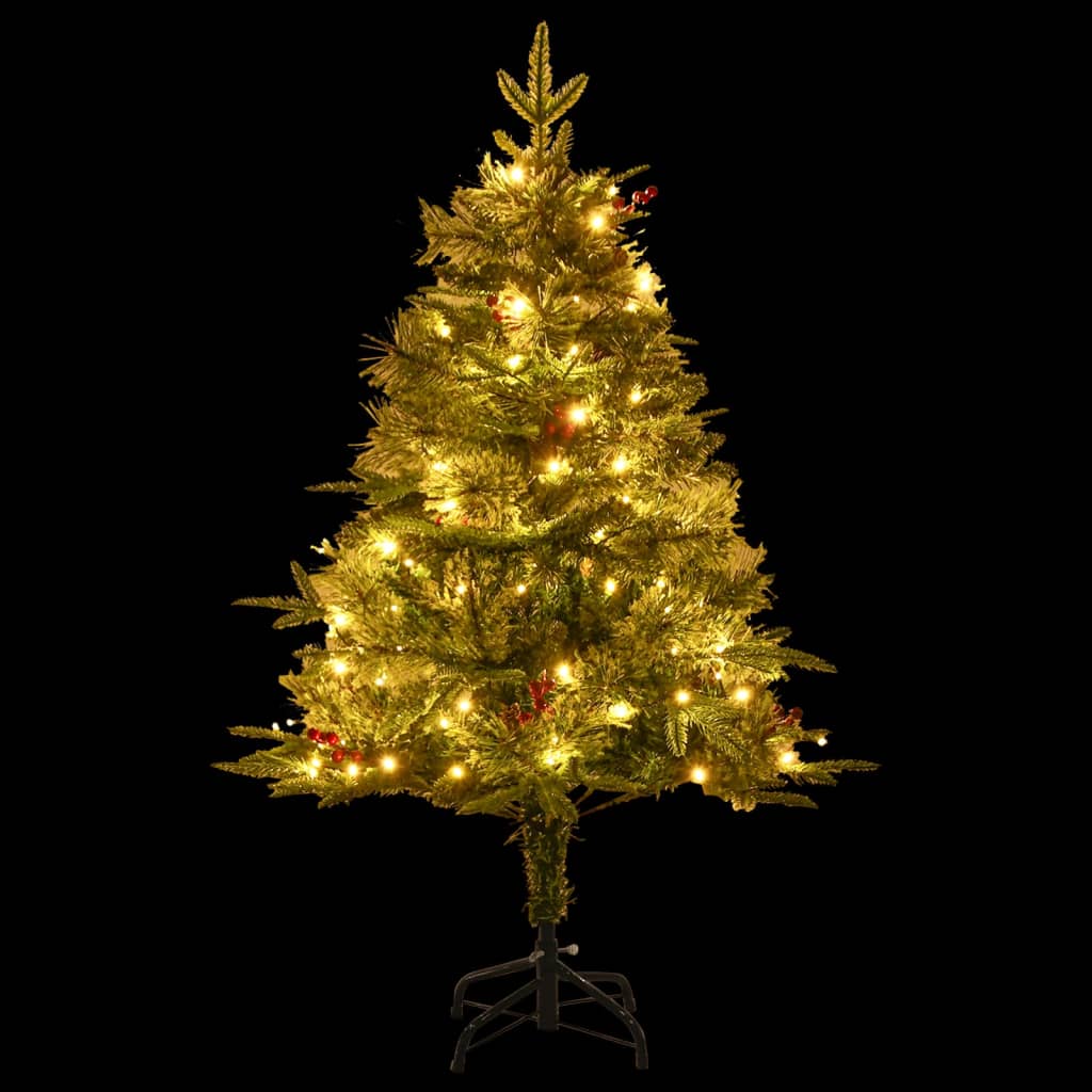 Kerstboom met LED en dennenappels 120 cm PVC en PE groen is nu te koop bij PeponiXL, paradijselijk wonen!