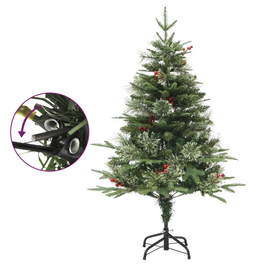 Kerstboom met LED en dennenappels 120 cm PVC en PE groen is nu te koop bij PeponiXL, paradijselijk wonen!
