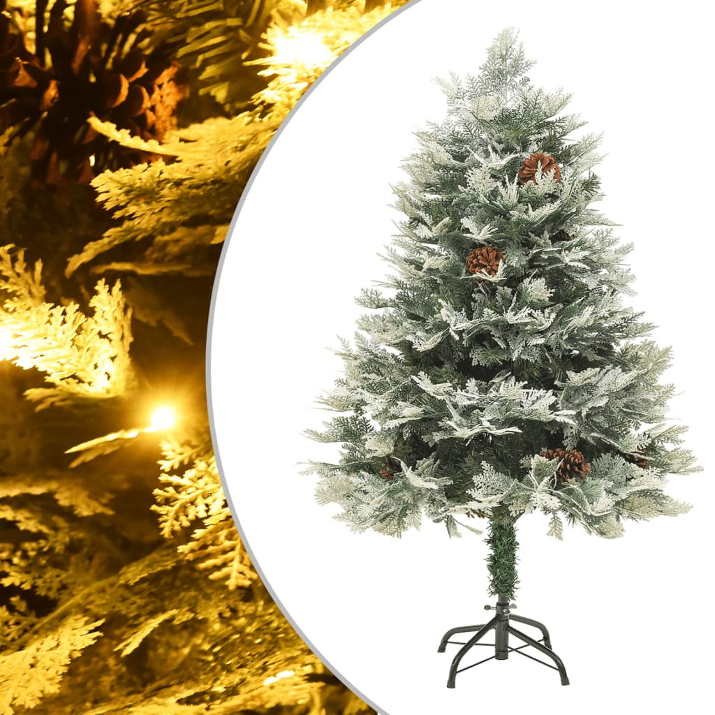 Kerstboom met LED en dennenappels 150 cm PVC en PE groen is nu te koop bij PeponiXL, paradijselijk wonen!