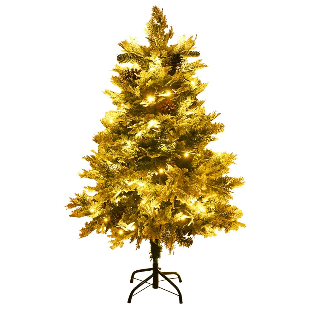 Kerstboom met LED en dennenappels 150 cm PVC en PE groen is nu te koop bij PeponiXL, paradijselijk wonen!