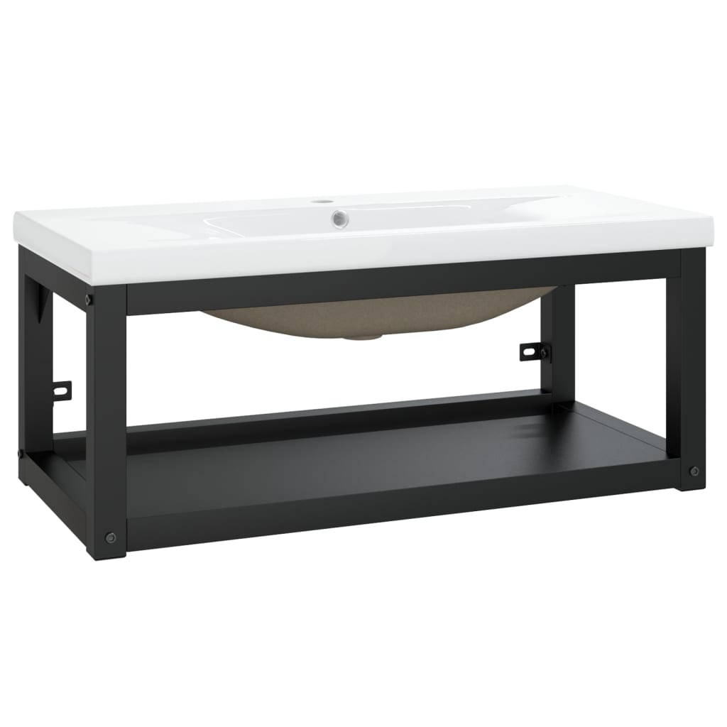 Wastafelframe met inbouwwastafel ijzer zwart is nu te koop bij PeponiXL, paradijselijk wonen!