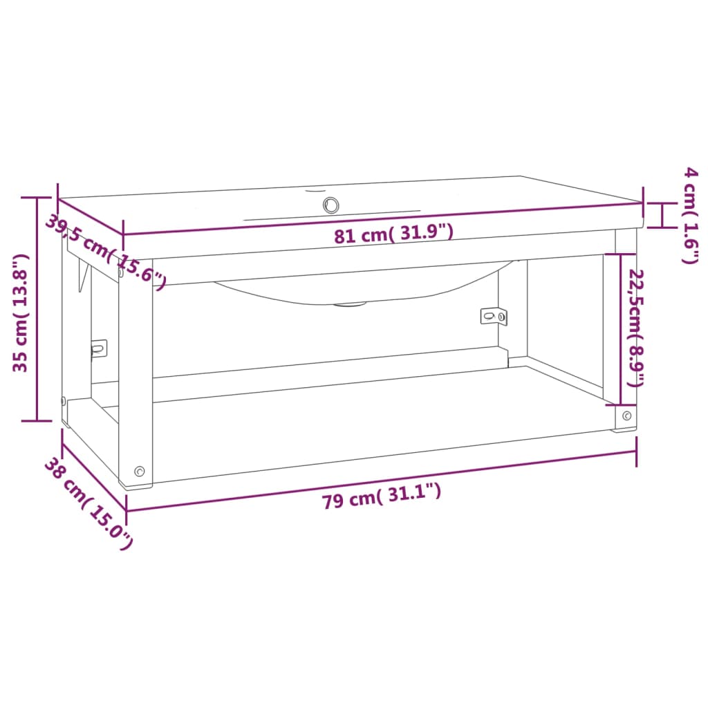 Wastafelframe met inbouwwastafel ijzer zwart is nu te koop bij PeponiXL, paradijselijk wonen!