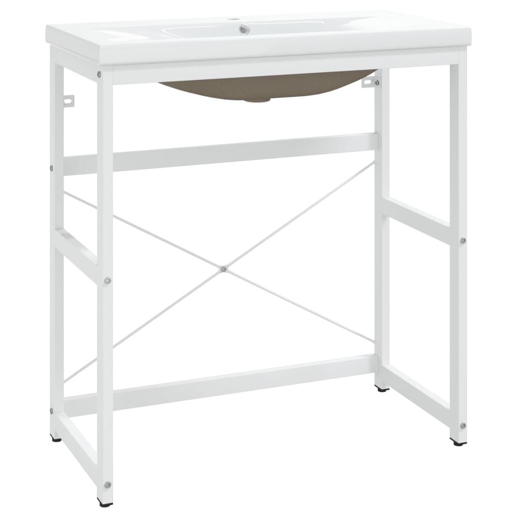 Wastafelframe met inbouwwastafel ijzer wit is nu te koop bij PeponiXL, paradijselijk wonen!