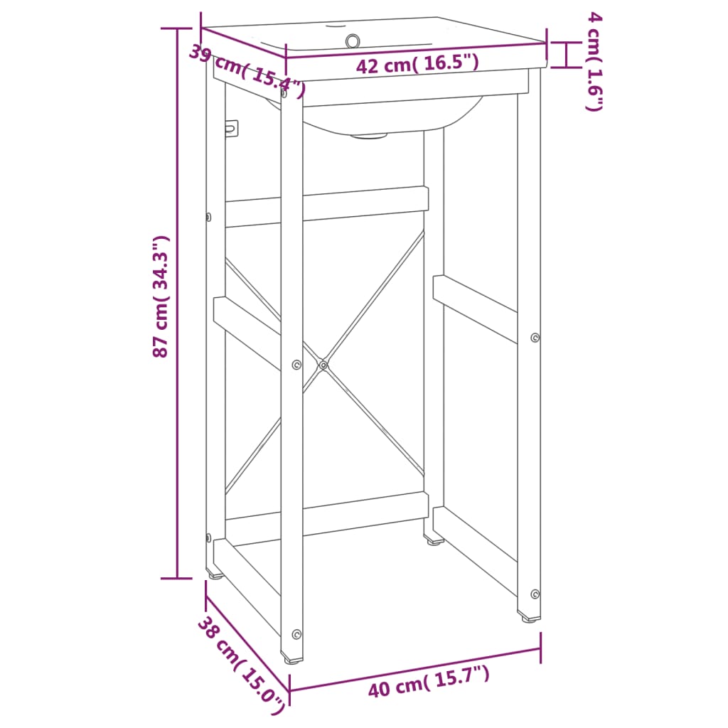 Wastafelframe met inbouwwastafel ijzer zwart is nu te koop bij PeponiXL, paradijselijk wonen!