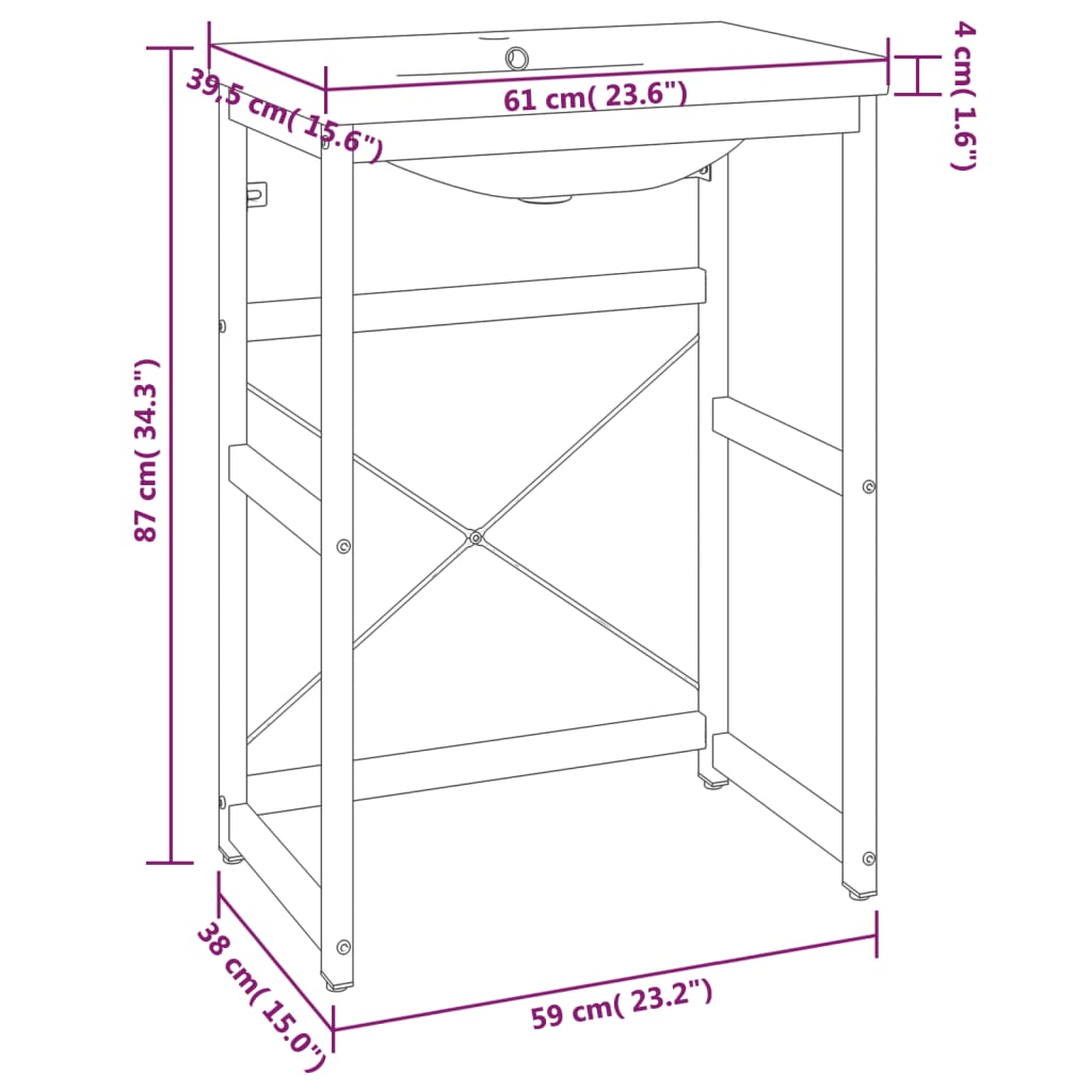 Wastafelframe met inbouwwastafel ijzer zwart is nu te koop bij PeponiXL, paradijselijk wonen!
