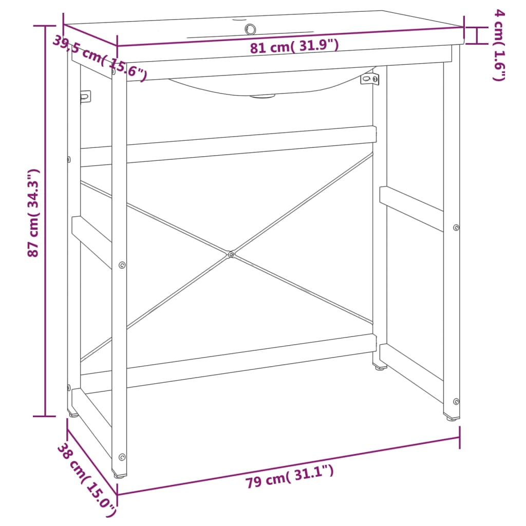 Wastafelframe met inbouwwastafel ijzer zwart is nu te koop bij PeponiXL, paradijselijk wonen!