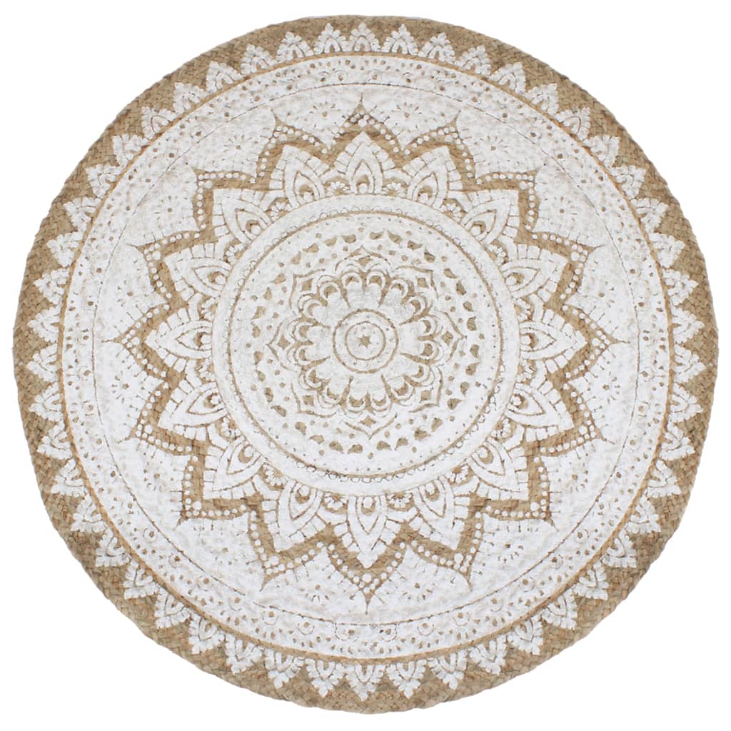 Tapijt met print rond 180 cm gevlochten jute is nu te koop bij PeponiXL, paradijselijk wonen!
