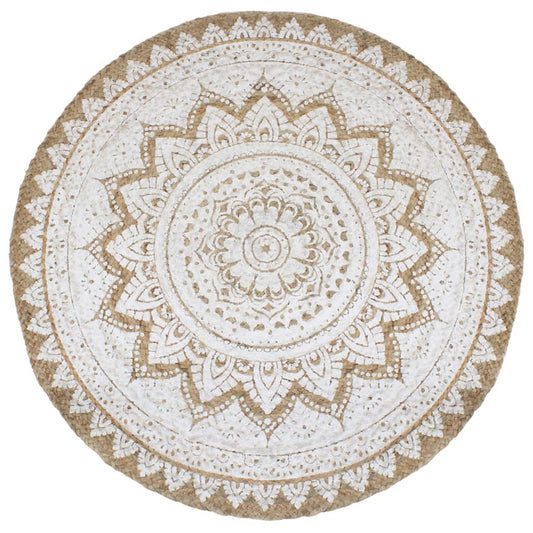 Tapijt met print rond 180 cm gevlochten jute is nu te koop bij PeponiXL, paradijselijk wonen!