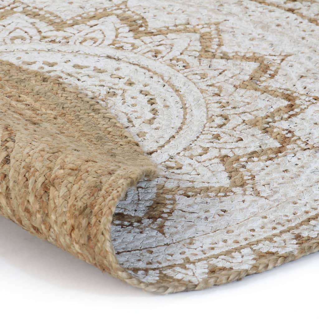 Tapijt met print rond 180 cm gevlochten jute is nu te koop bij PeponiXL, paradijselijk wonen!