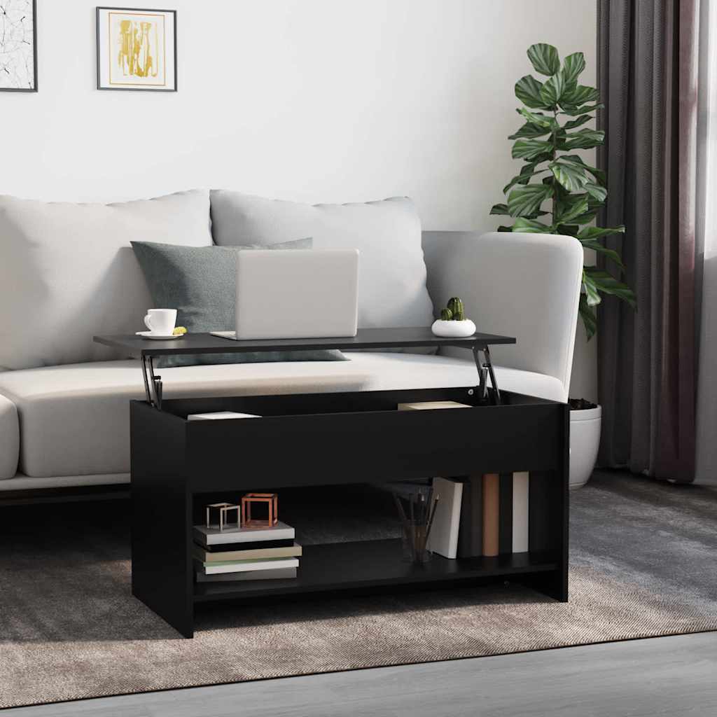 Salontafel 102x50x52,5 cm bewerkt hout zwart is nu te koop bij PeponiXL, paradijselijk wonen!