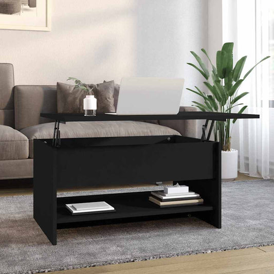 Salontafel 80x50x40 cm bewerkt hout zwart is nu te koop bij PeponiXL, paradijselijk wonen!