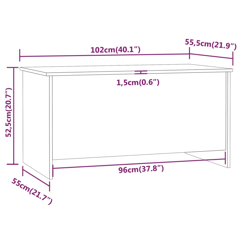 Salontafel 102x55,5x52,5 cm bewerkt hout zwart is nu te koop bij PeponiXL, paradijselijk wonen!
