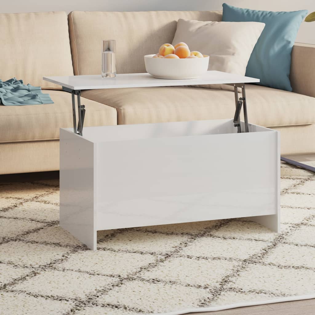 Salontafel 102x55,5x52,5 cm bewerkt hout hoogglans wit is nu te koop bij PeponiXL, paradijselijk wonen!