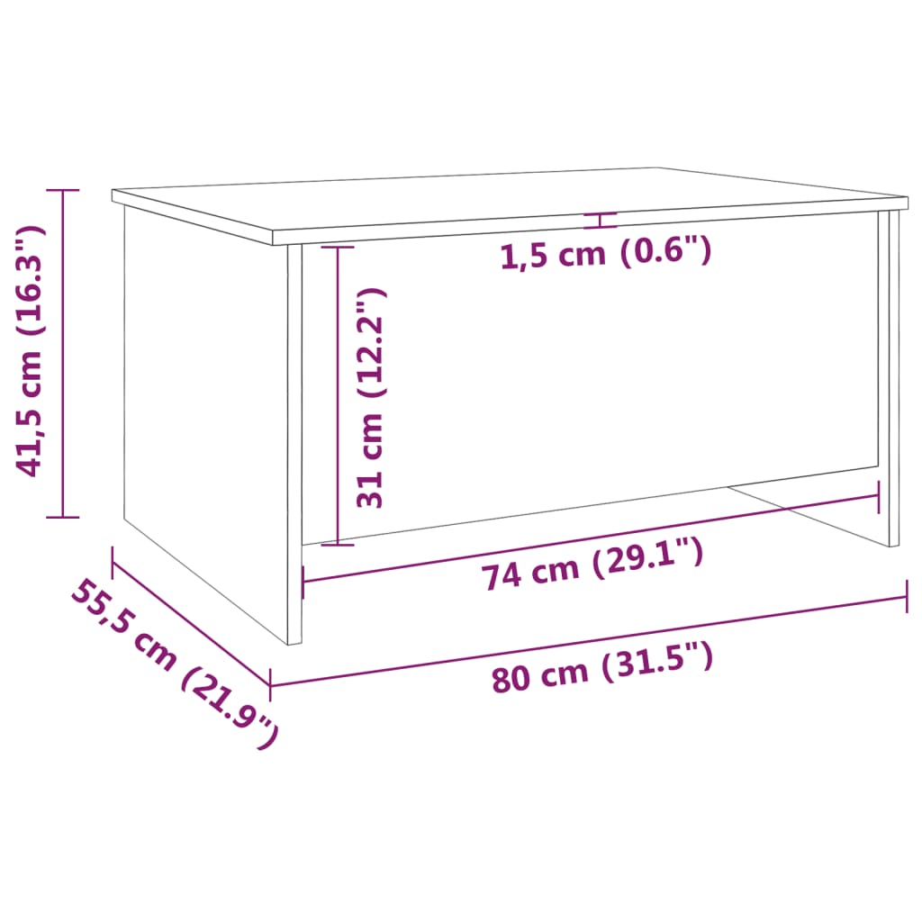 Salontafel 80x55,5x41,5 cm bewerkt hout betongrijs is nu te koop bij PeponiXL, paradijselijk wonen!