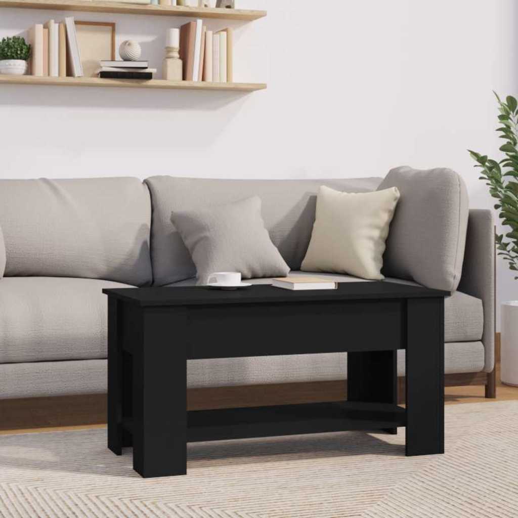Salontafel 101x49x52 cm bewerkt hout zwart is nu te koop bij PeponiXL, paradijselijk wonen!