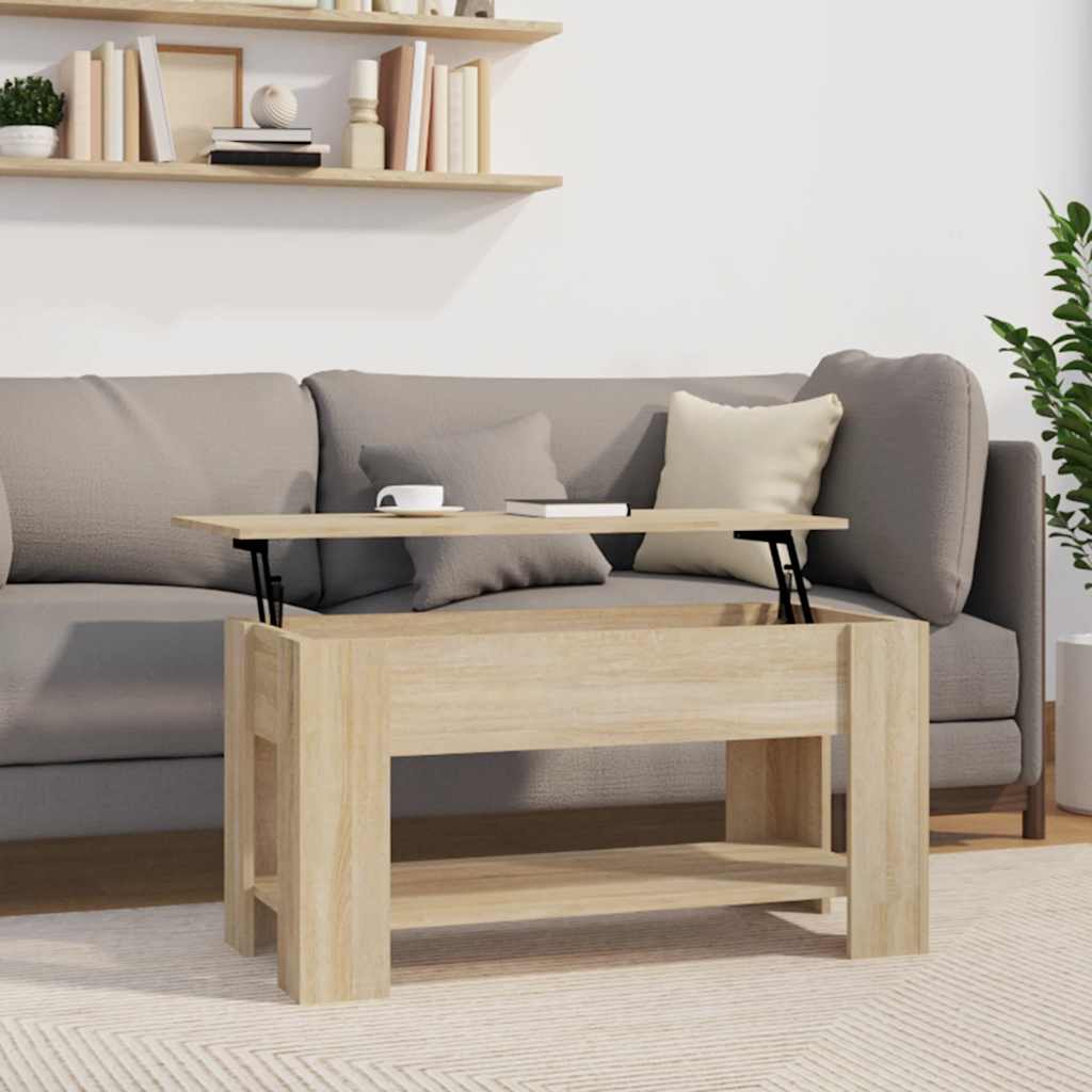 Salontafel 101x49x52 cm bewerkt hout sonoma eikenkleurig is nu te koop bij PeponiXL, paradijselijk wonen!